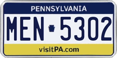 PA license plate MEN5302
