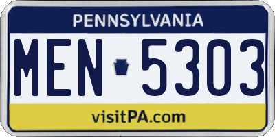 PA license plate MEN5303