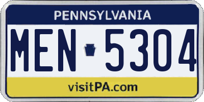 PA license plate MEN5304