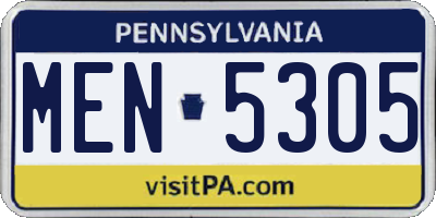 PA license plate MEN5305