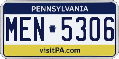 PA license plate MEN5306