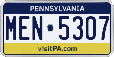 PA license plate MEN5307