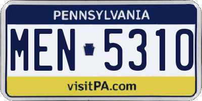 PA license plate MEN5310