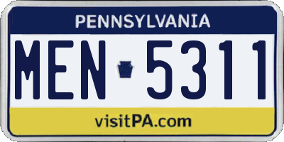 PA license plate MEN5311