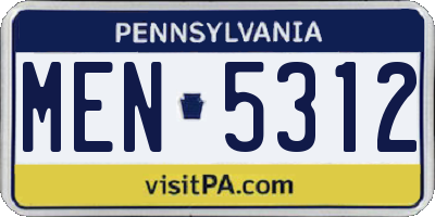 PA license plate MEN5312