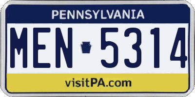 PA license plate MEN5314