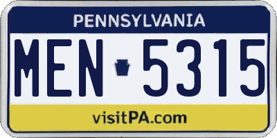 PA license plate MEN5315