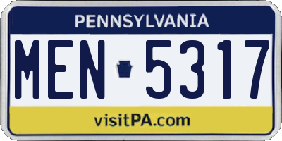 PA license plate MEN5317