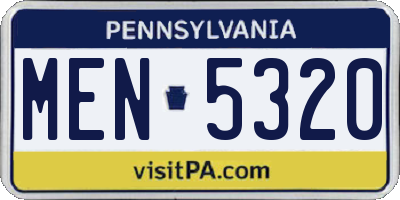 PA license plate MEN5320