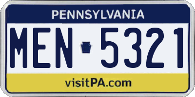 PA license plate MEN5321