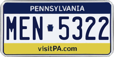 PA license plate MEN5322