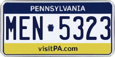 PA license plate MEN5323
