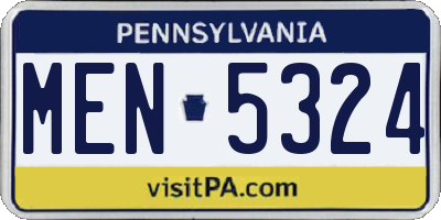 PA license plate MEN5324