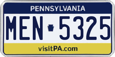 PA license plate MEN5325