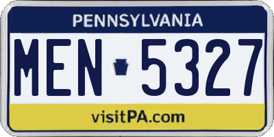 PA license plate MEN5327