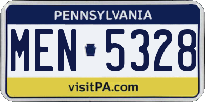 PA license plate MEN5328