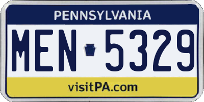 PA license plate MEN5329