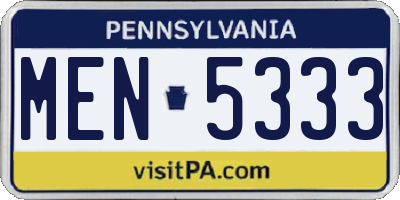 PA license plate MEN5333