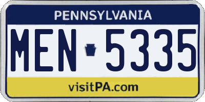 PA license plate MEN5335