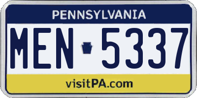 PA license plate MEN5337