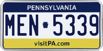 PA license plate MEN5339