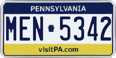 PA license plate MEN5342