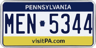 PA license plate MEN5344