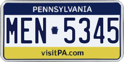 PA license plate MEN5345