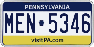 PA license plate MEN5346
