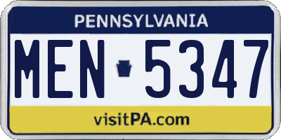 PA license plate MEN5347