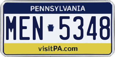PA license plate MEN5348
