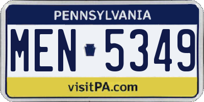 PA license plate MEN5349