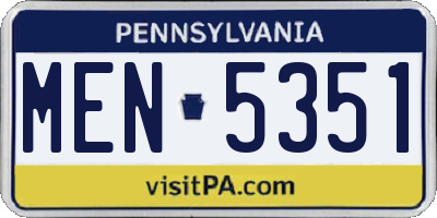 PA license plate MEN5351
