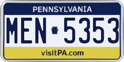 PA license plate MEN5353