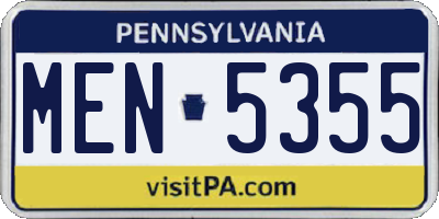 PA license plate MEN5355