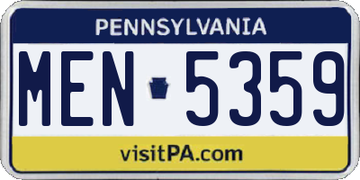 PA license plate MEN5359