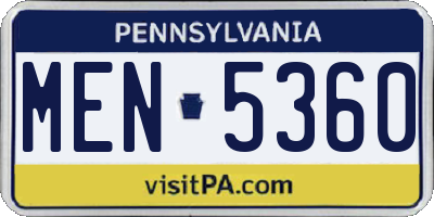 PA license plate MEN5360