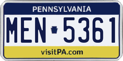PA license plate MEN5361