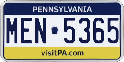 PA license plate MEN5365