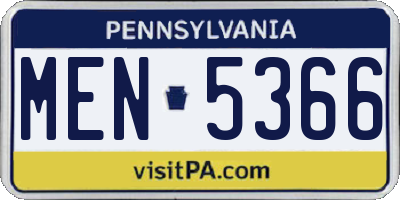 PA license plate MEN5366
