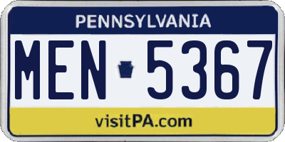 PA license plate MEN5367