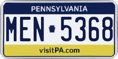 PA license plate MEN5368