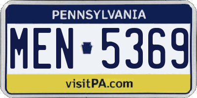 PA license plate MEN5369