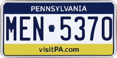 PA license plate MEN5370
