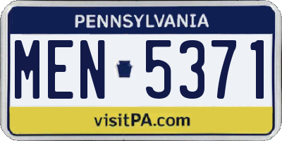 PA license plate MEN5371