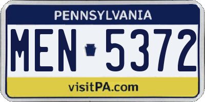 PA license plate MEN5372