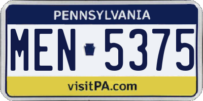 PA license plate MEN5375