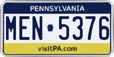 PA license plate MEN5376