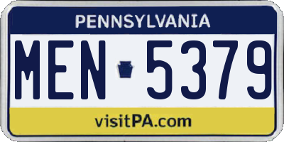 PA license plate MEN5379