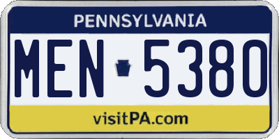 PA license plate MEN5380